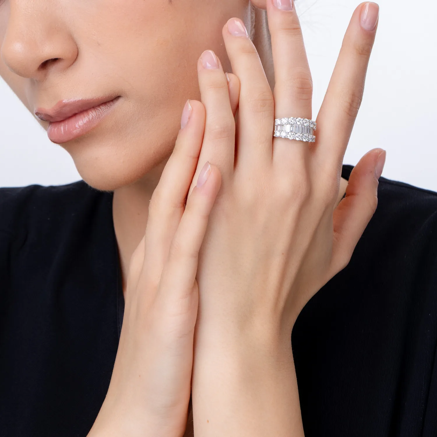 Inel din aur alb cu diamante microsetting de 3.04ct - Imagine 4