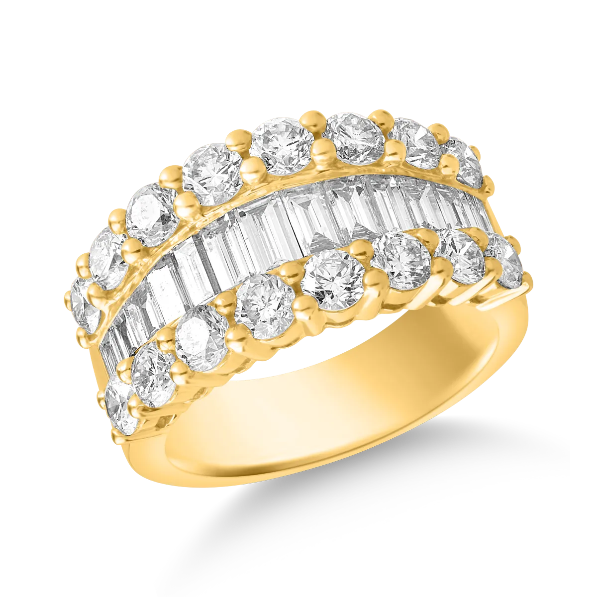 18k sárga arany gyűrű, gyémántokkal 3.18ct