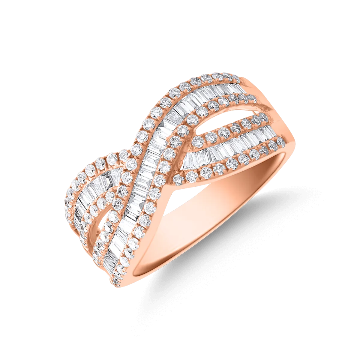 18K rose gold ring with diamonds of 0.98ct