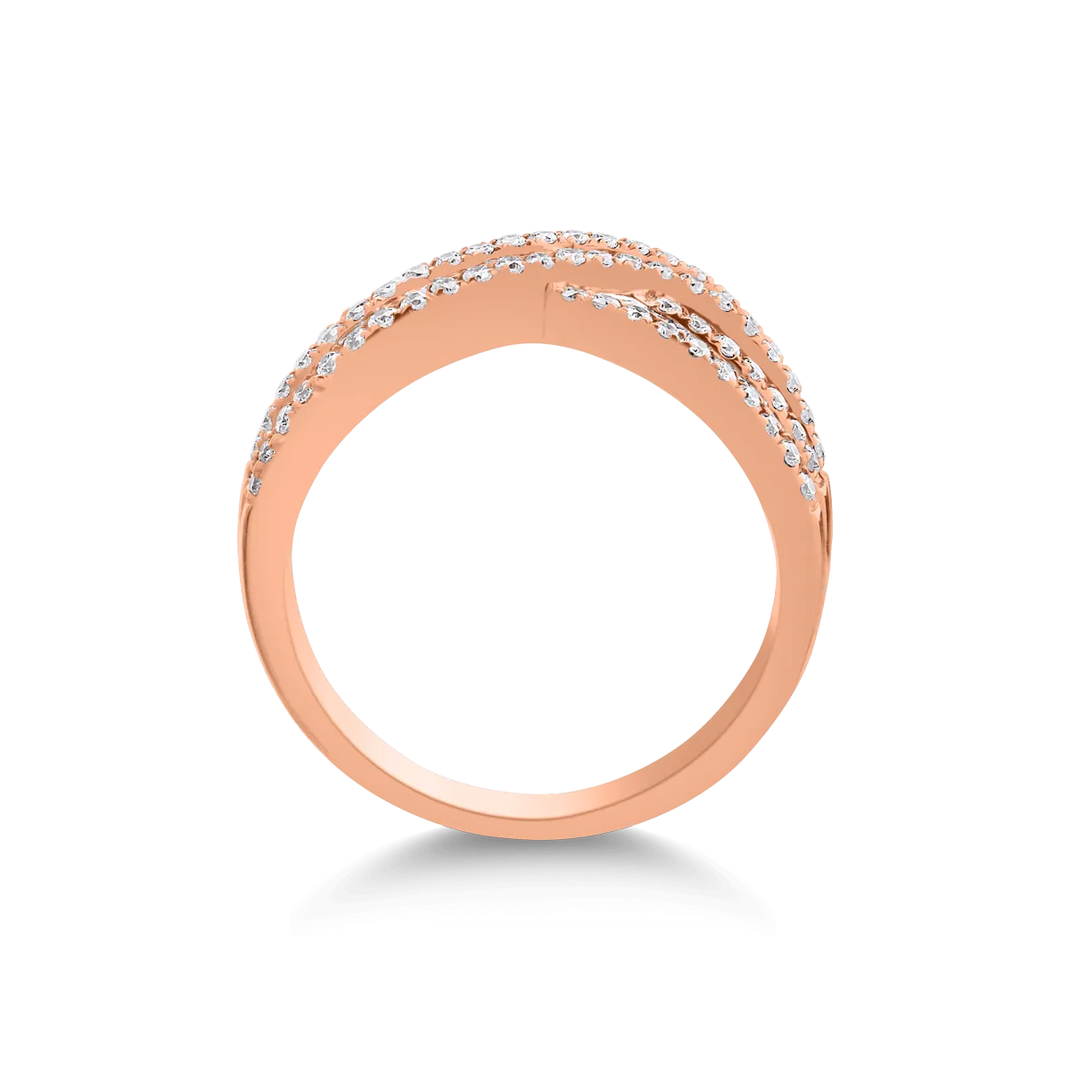 18K rose gold ring with diamonds of 0.98ct