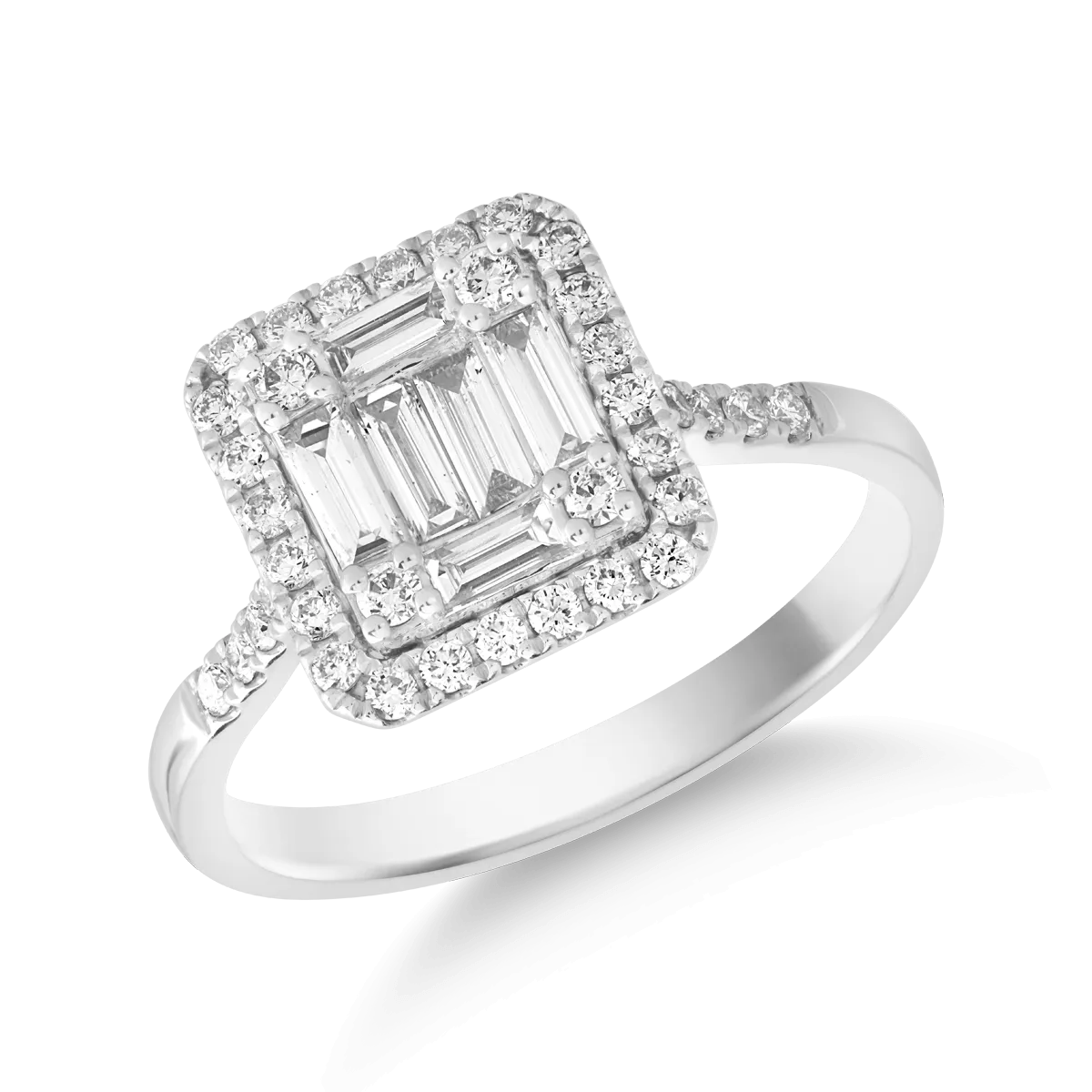 Gyűrű 18K-os fehér aranyból 0.76ct gyémánttal