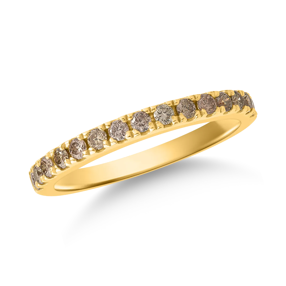 18K yellow gold ring with 0.33ct brown diamonds and 0.34ct clear diamonds