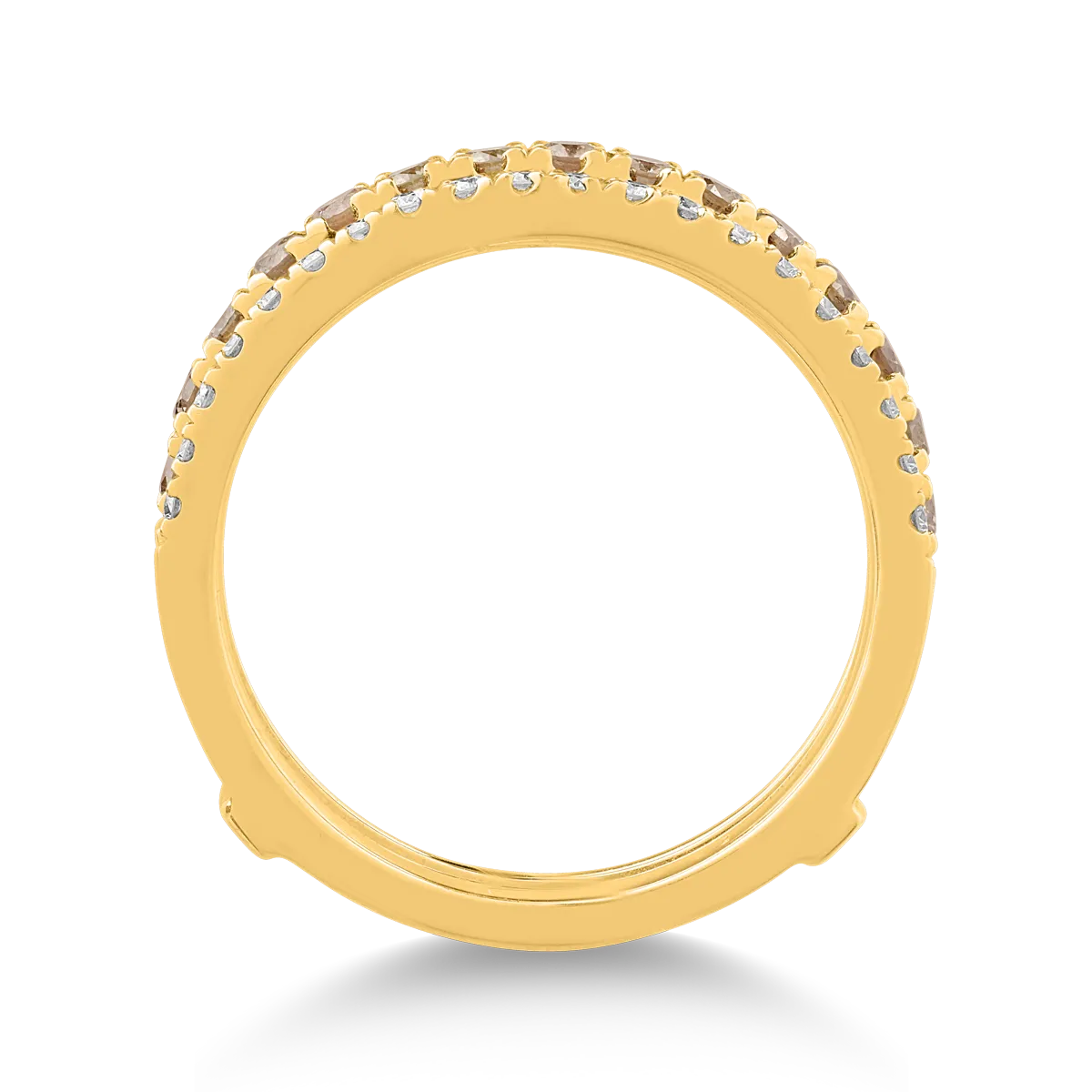 18K yellow gold ring with 0.33ct brown diamonds and 0.34ct clear diamonds