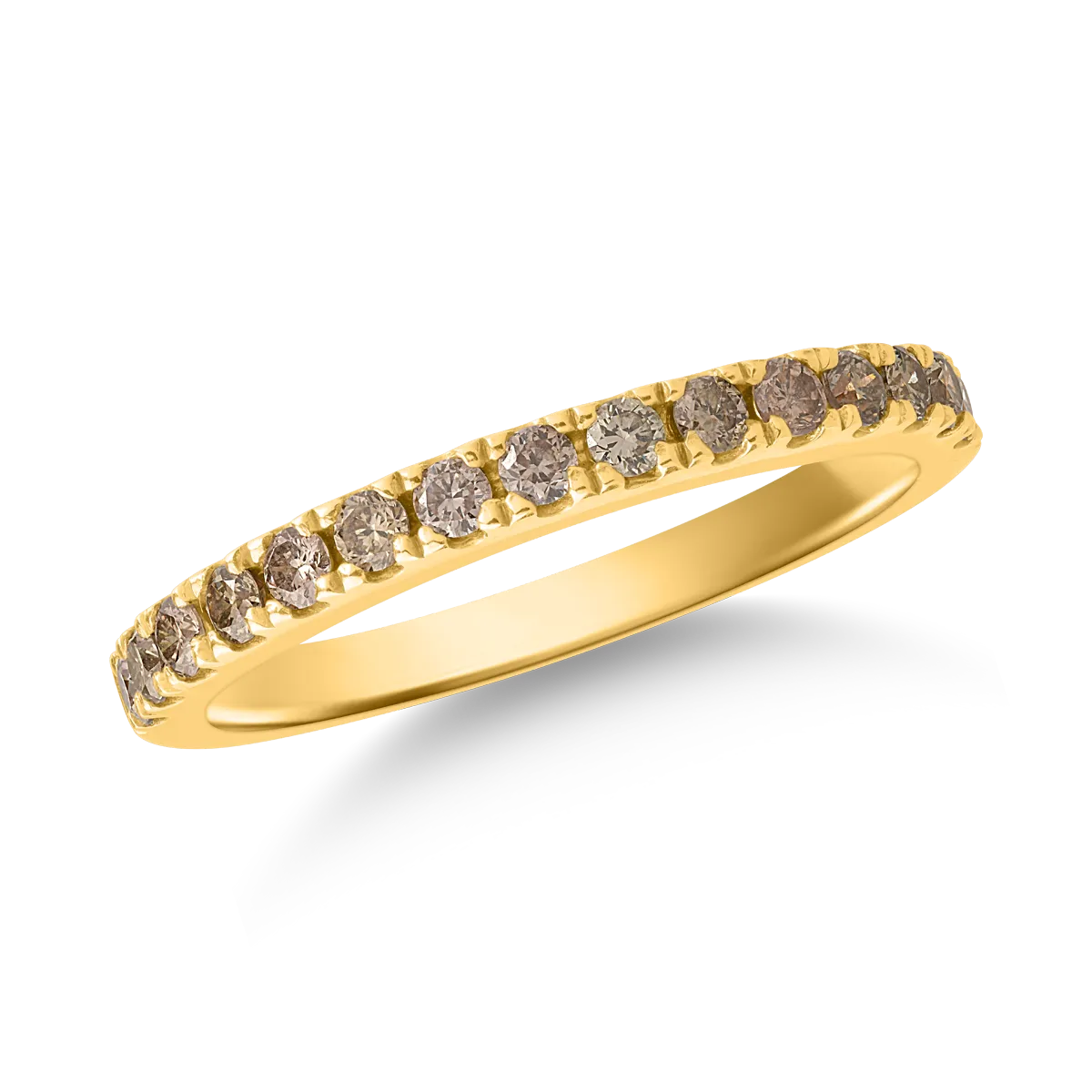Inel din aur galben cu diamante maro de 0.33ct si diamante transparente de 0.34ct
