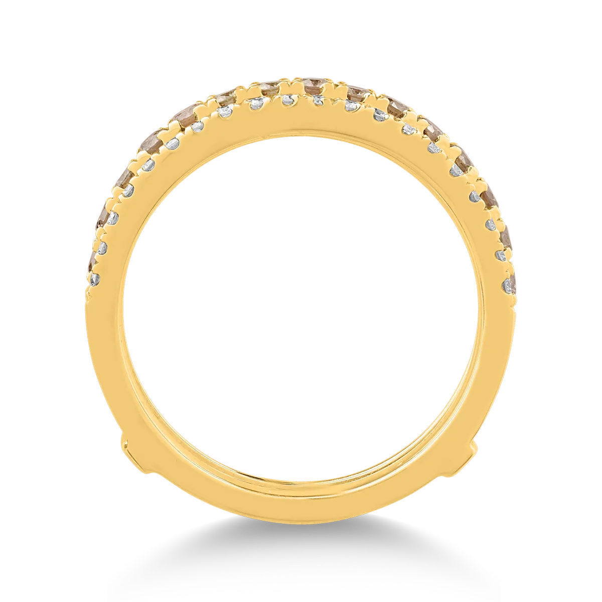 Inel din aur galben cu diamante maro de 0.33ct si diamante transparente de 0.34ct