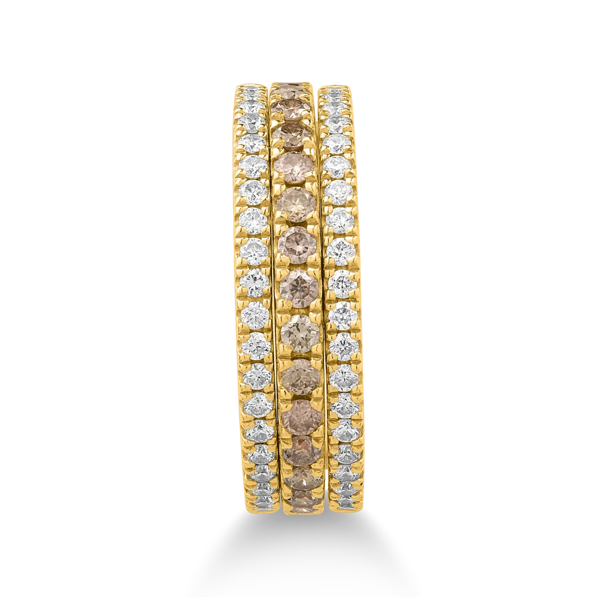 Inel din aur galben cu diamante maro de 0.33ct si diamante transparente de 0.34ct