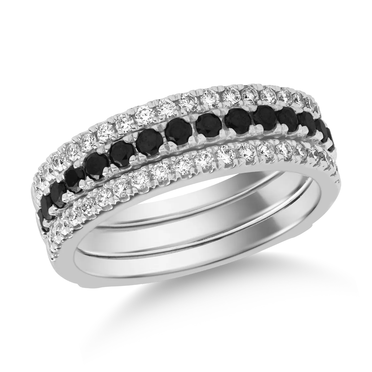 18K white gold ring with 0.36ct black diamonds and 0.33ct clear diamonds-115291