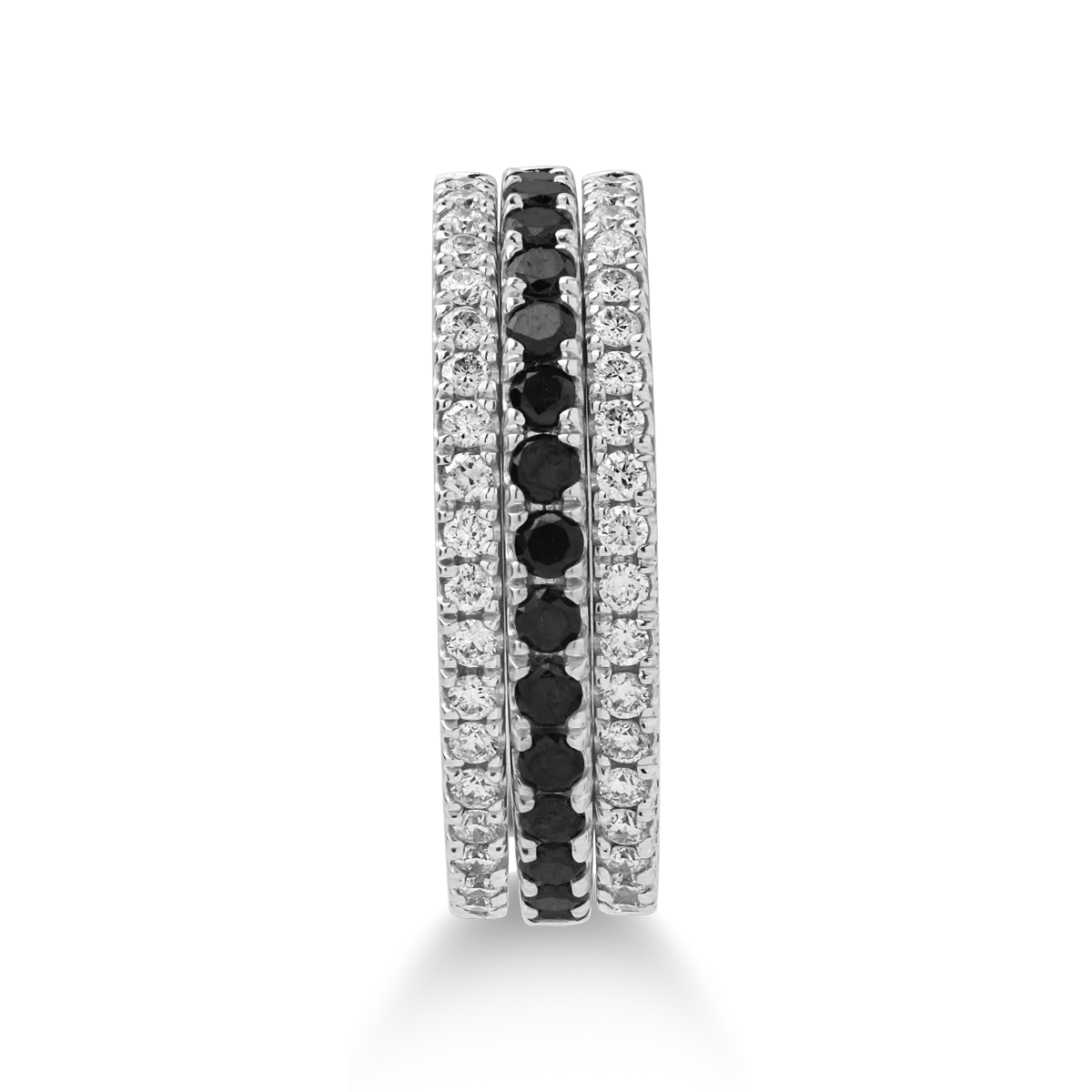 18K white gold ring with 0.36ct black diamonds and 0.33ct clear diamonds