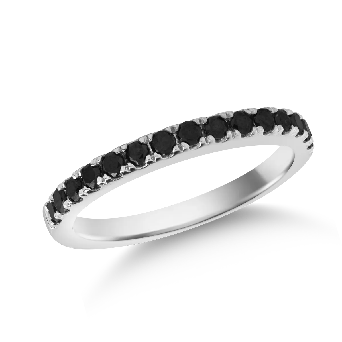 18K white gold ring with 0.36ct black diamonds and 0.33ct clear diamonds