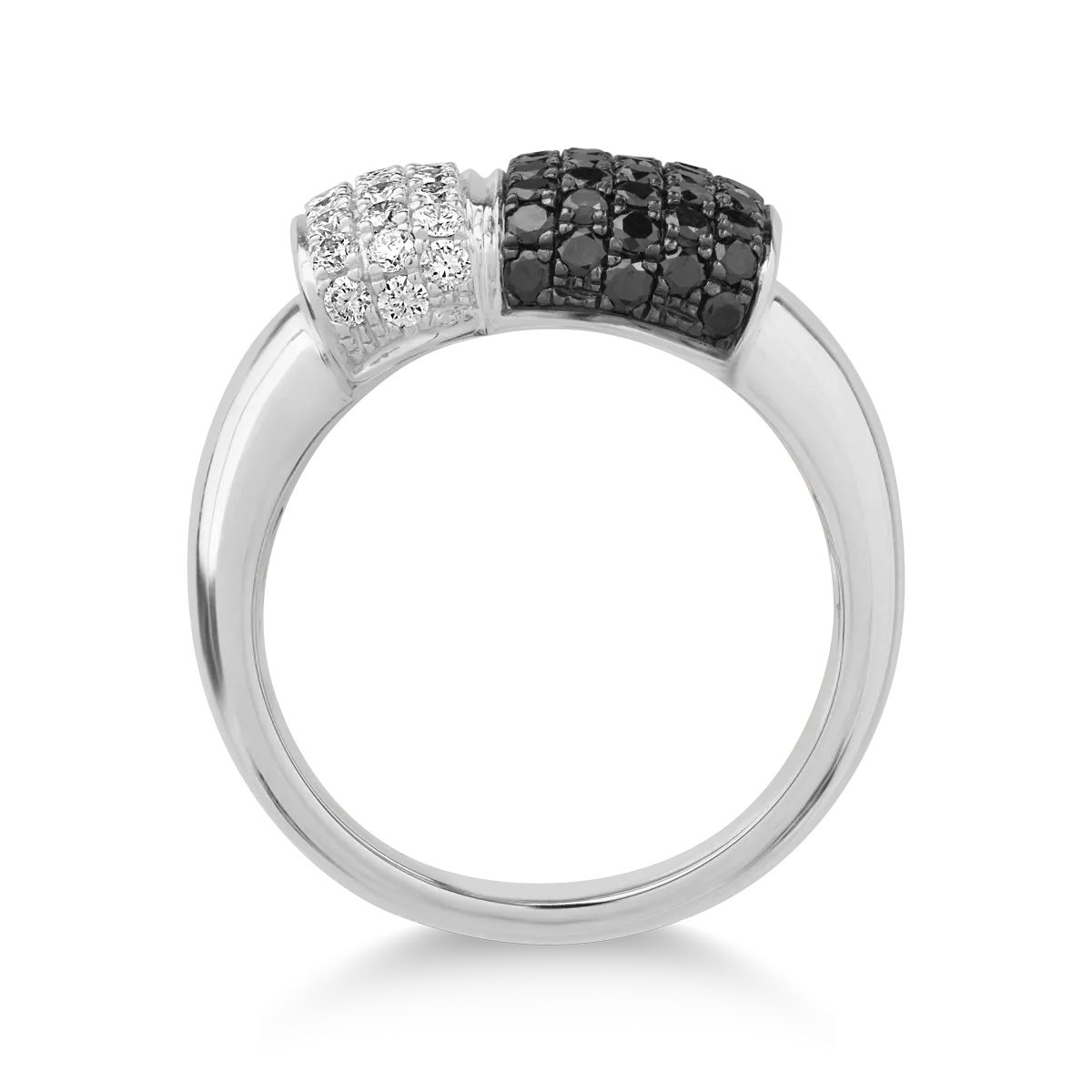 Inel din aur alb cu diamante negre de 0.96ct si diamante transparente de 0.51ct
