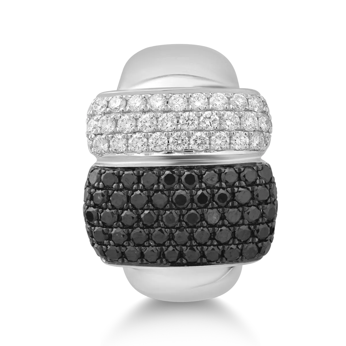 Inel din aur alb cu diamante negre de 0.96ct si diamante transparente de 0.51ct