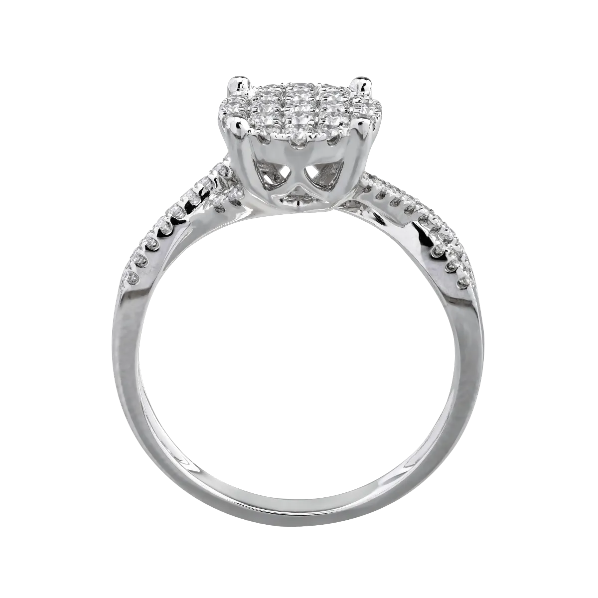 14K white gold ring with diamonds of 0.42ct