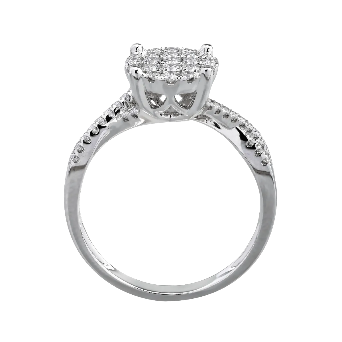 Inel din aur alb de 14K cu diamante de 0.42ct