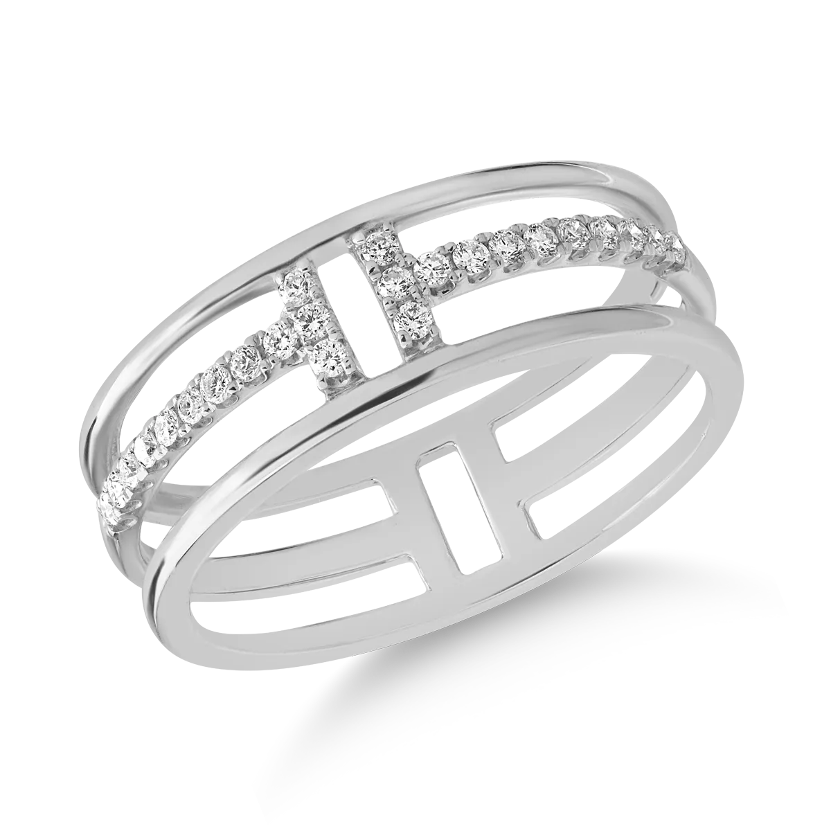 Inel din aur alb cu diamante de 0.15ct