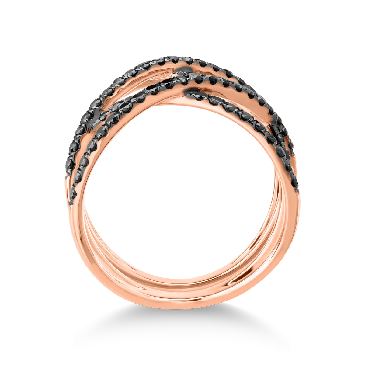 Inel din aur roz cu diamante negre microsetting de 0.7ct