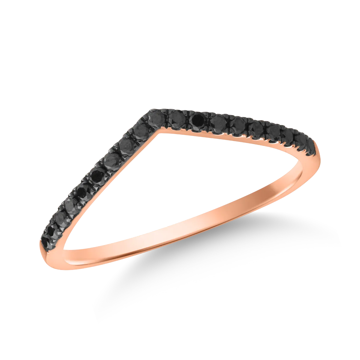 18K rose gold ring with 0.16ct black diamonds