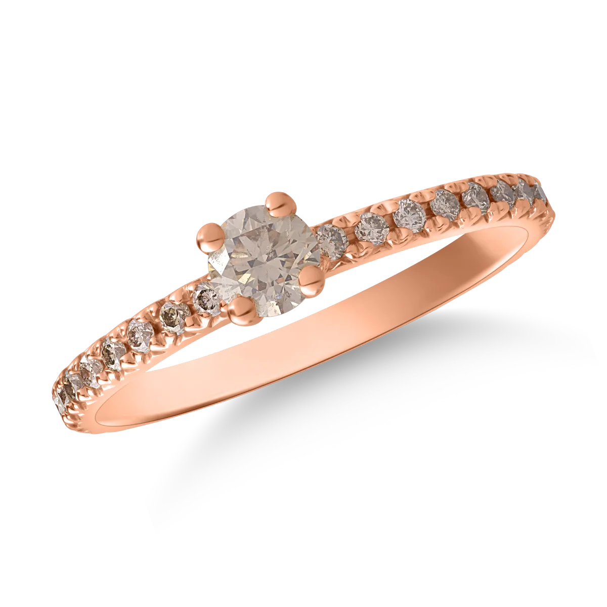 18K rose gold ring with 0.57ct brown diamonds