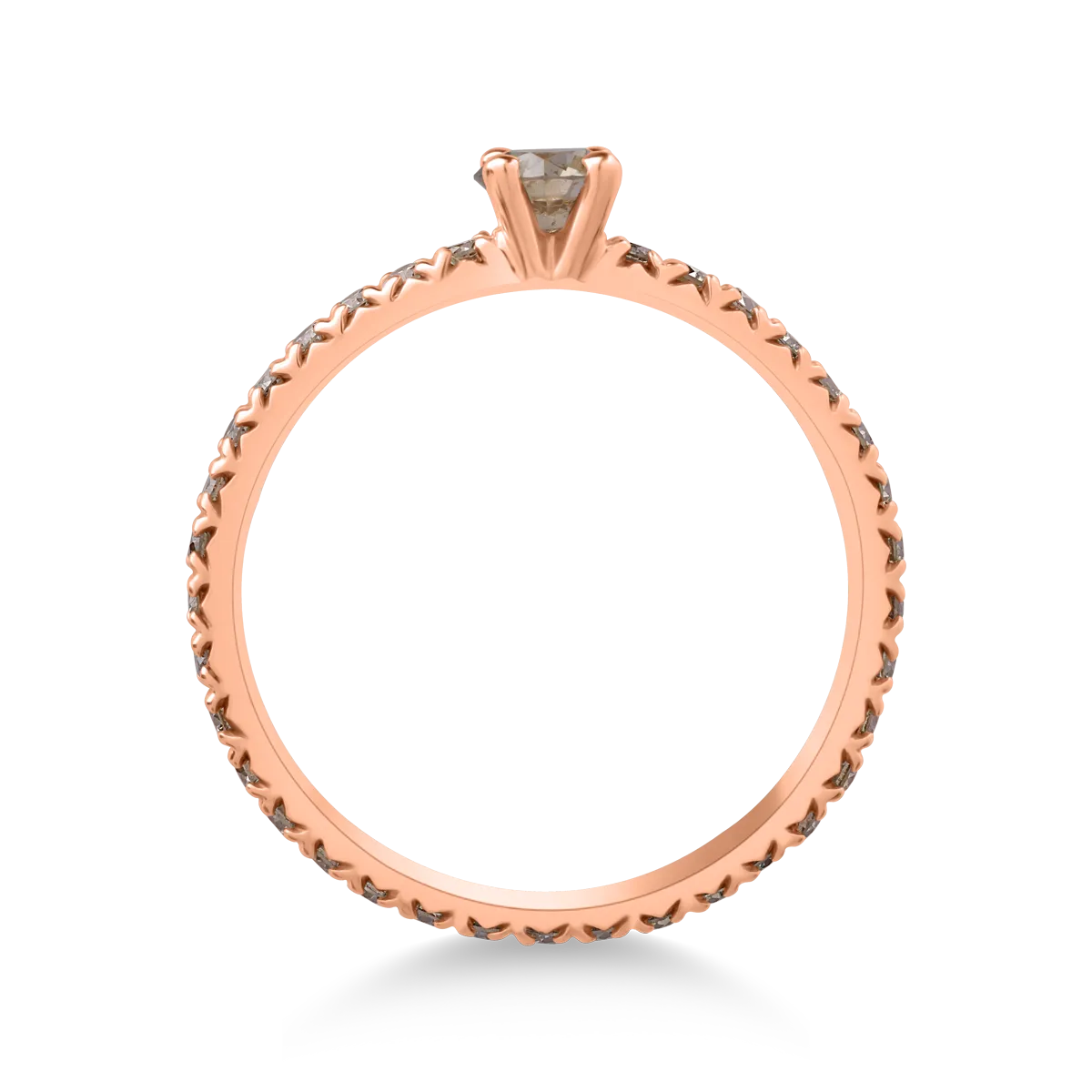 Inel din aur roz de 18K cu diamante maro de 0.57ct