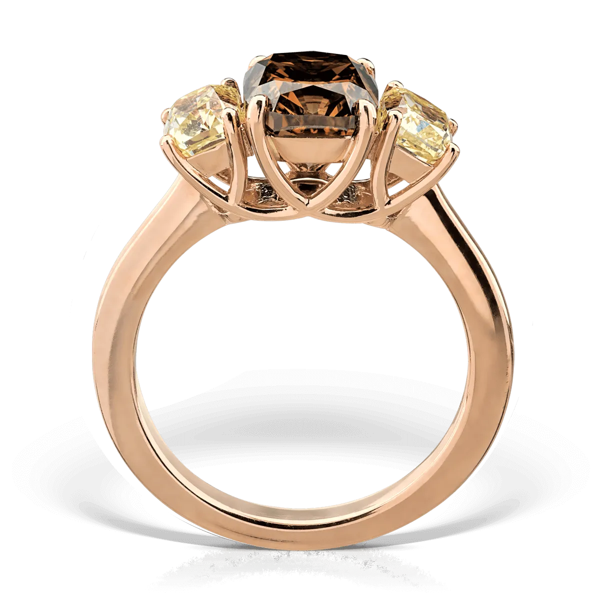 Пръстен от 18K розово злато с кафяви диаманти от 2.62ct и жълти диаманти от 1.3ct