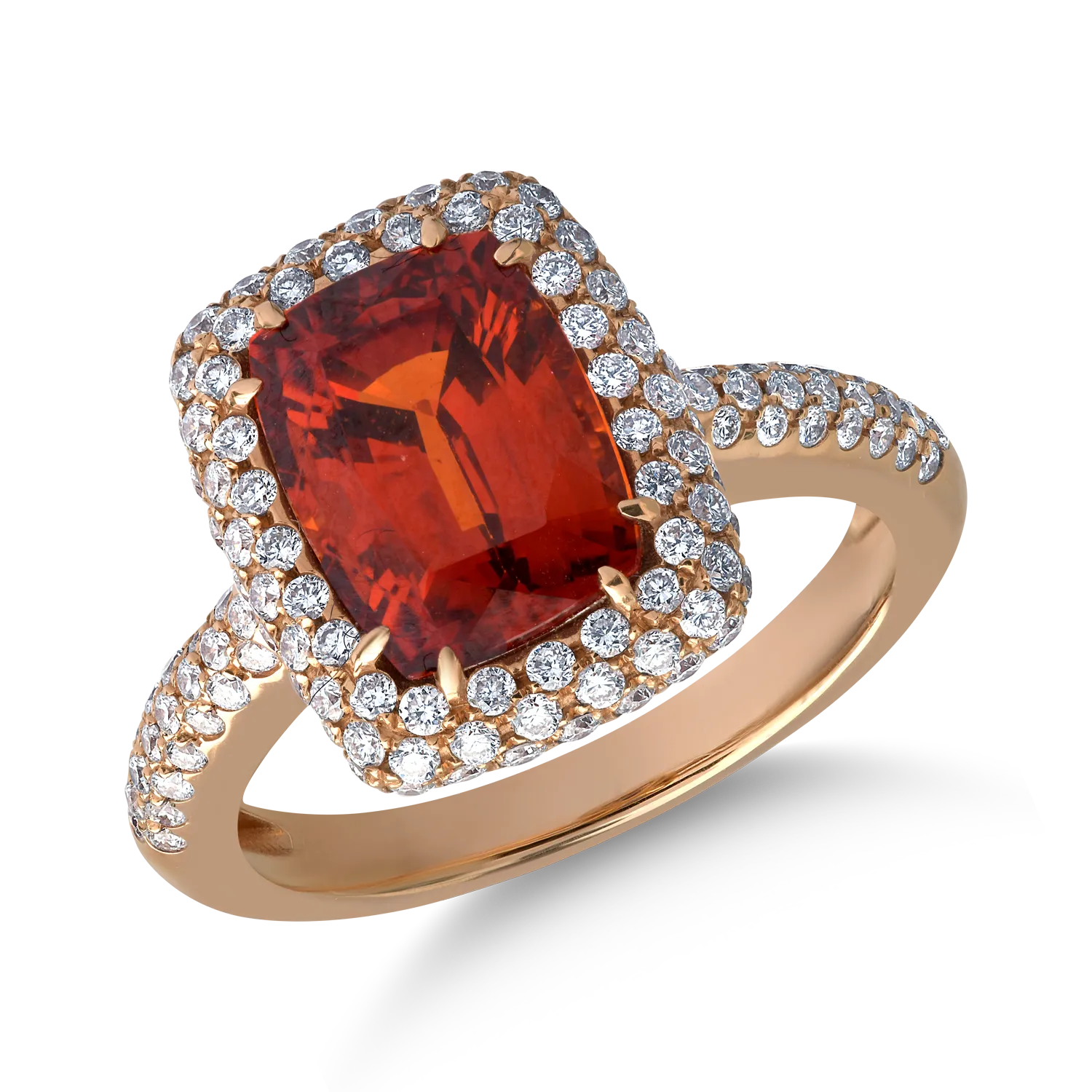 18K rose gold ring with 4.26ct spessartite and 0.8ct diamonds