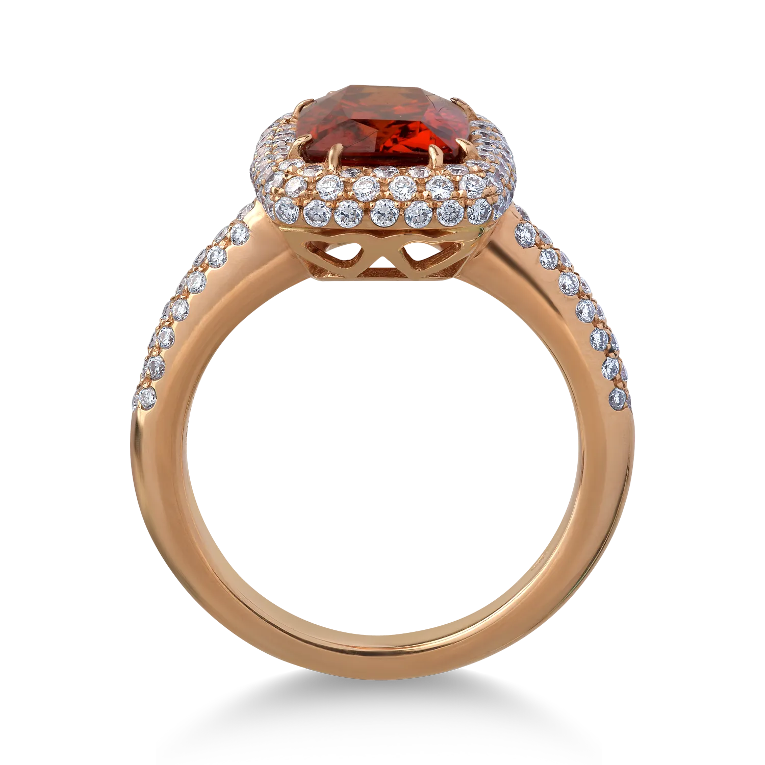 Inel din aur roz cu spessartite de 4.26ct si diamante de 0.8ct