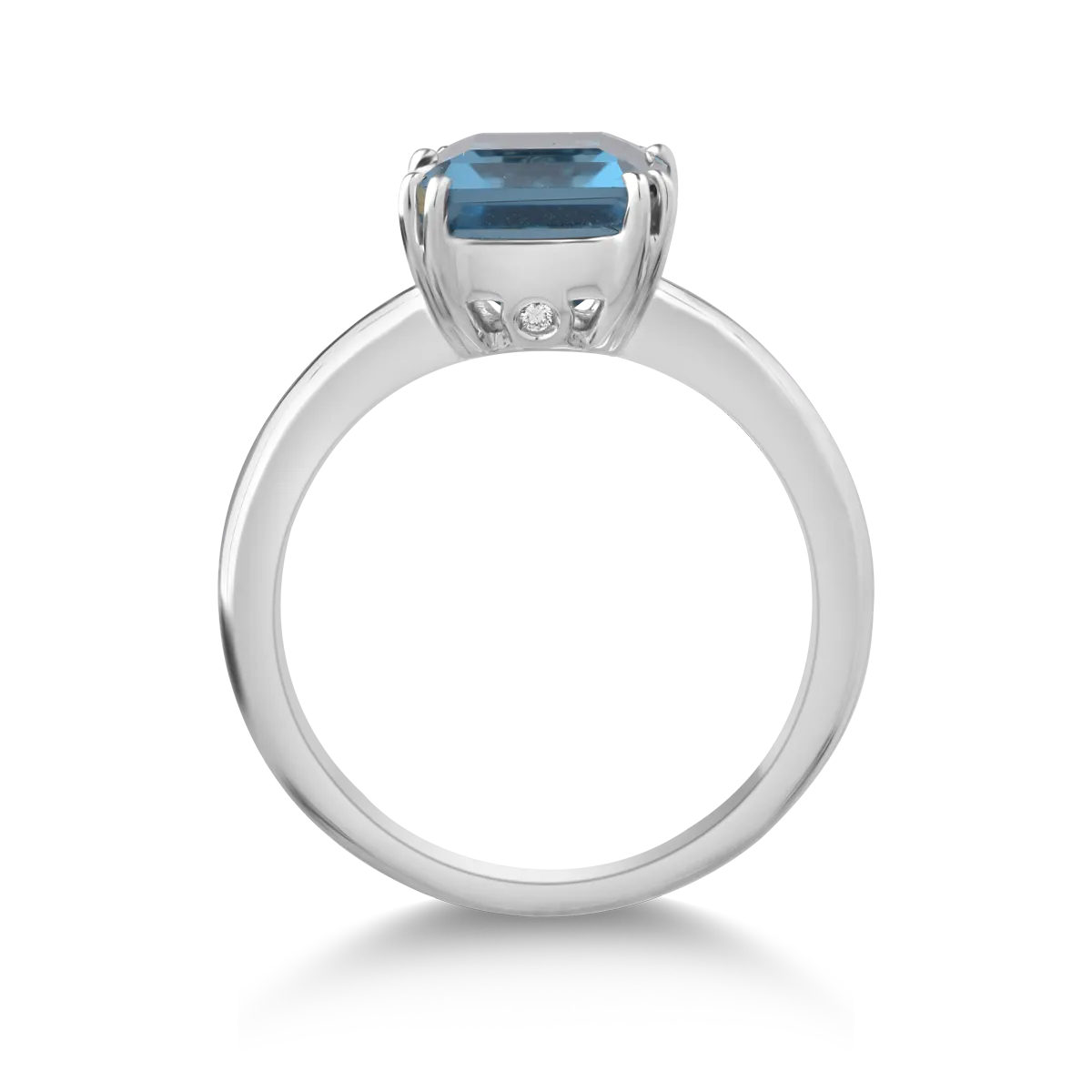 Inel din aur alb de 18K cu topaz London blue de 3ct si diamante de 0.01ct