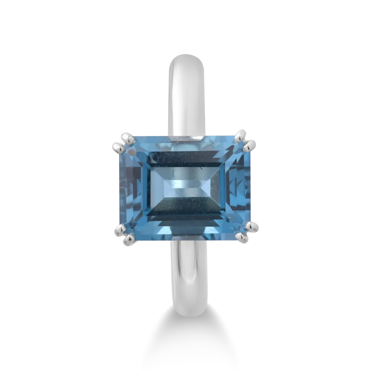 Inel din aur alb de 18K cu topaz London blue de 3ct si diamante de 0.01ct