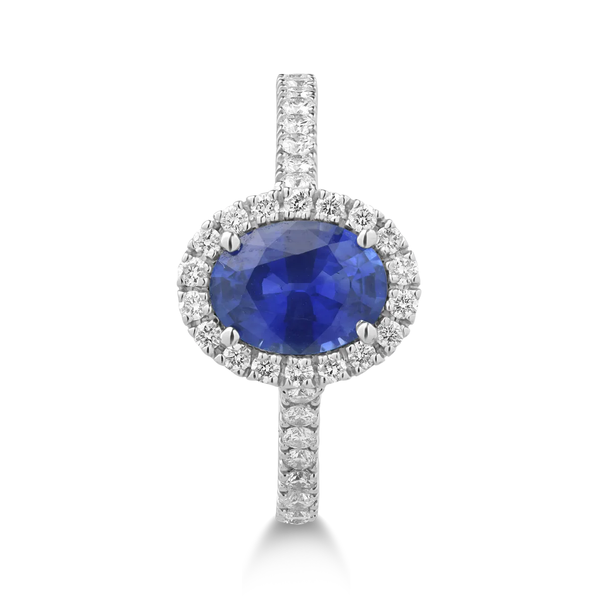 18K white gold ring with sapphire of 1.61ct and diamonds of 0.45ct