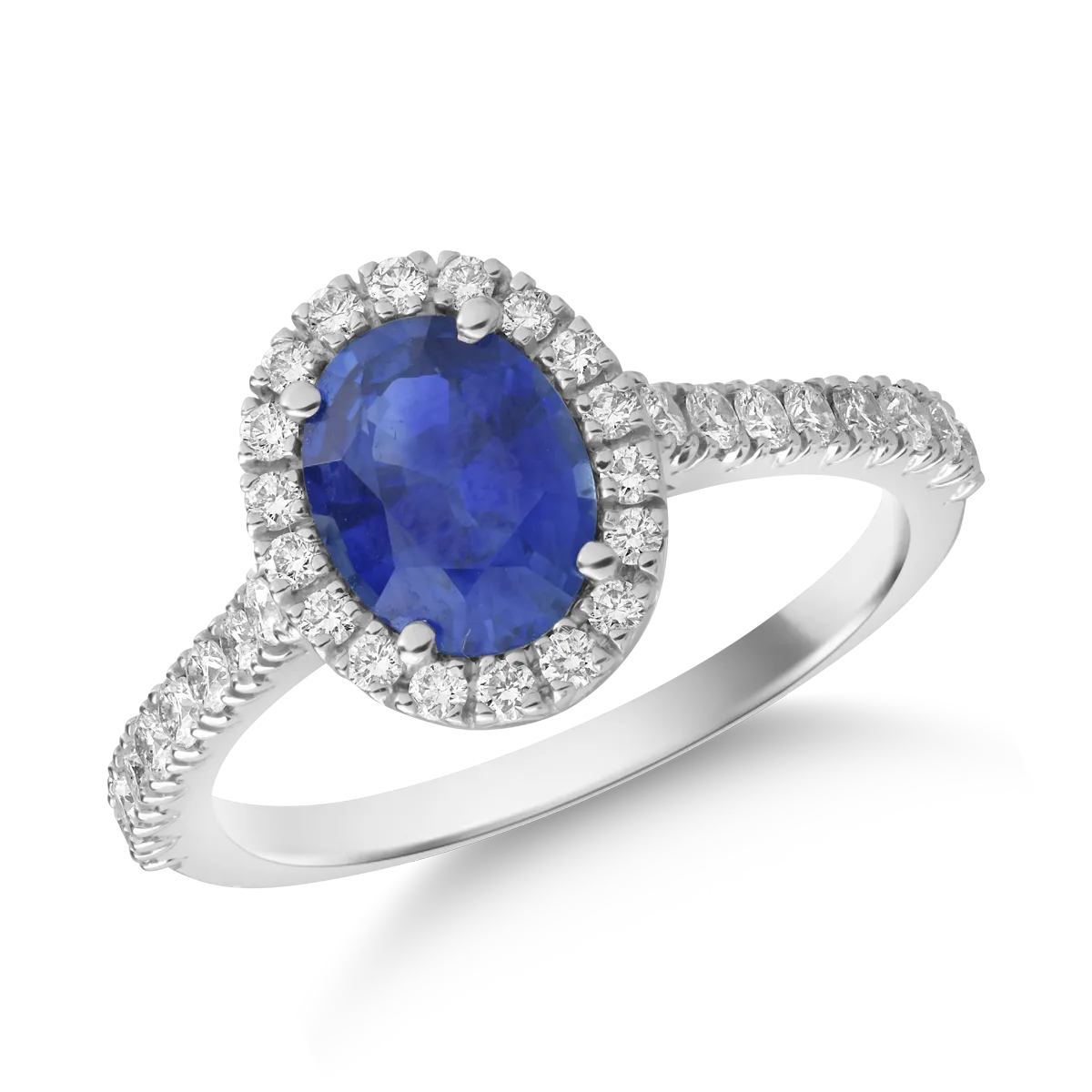Teilor Inel din aur alb cu safir oval de 1.6ct si diamante de 0.4ct