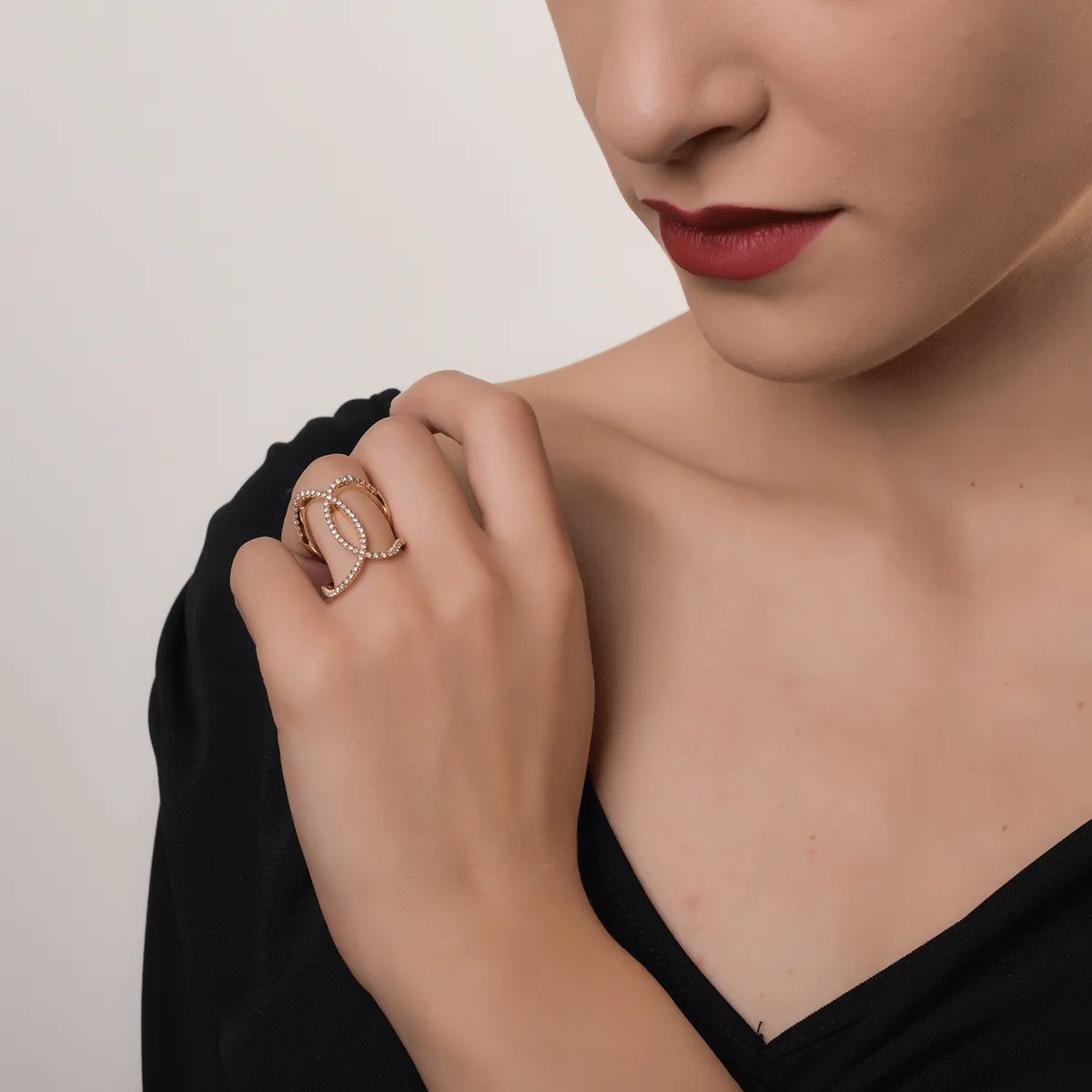 Inel din aur roz cu diamante de 0.5ct