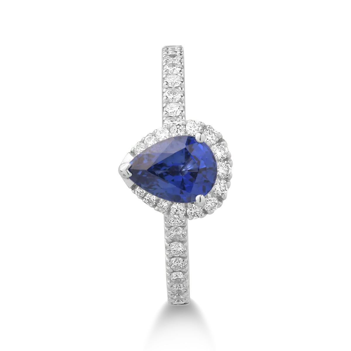 Pierścionek z 18K białego złota z 1.07ct szafirem i 0.3ct diamentem