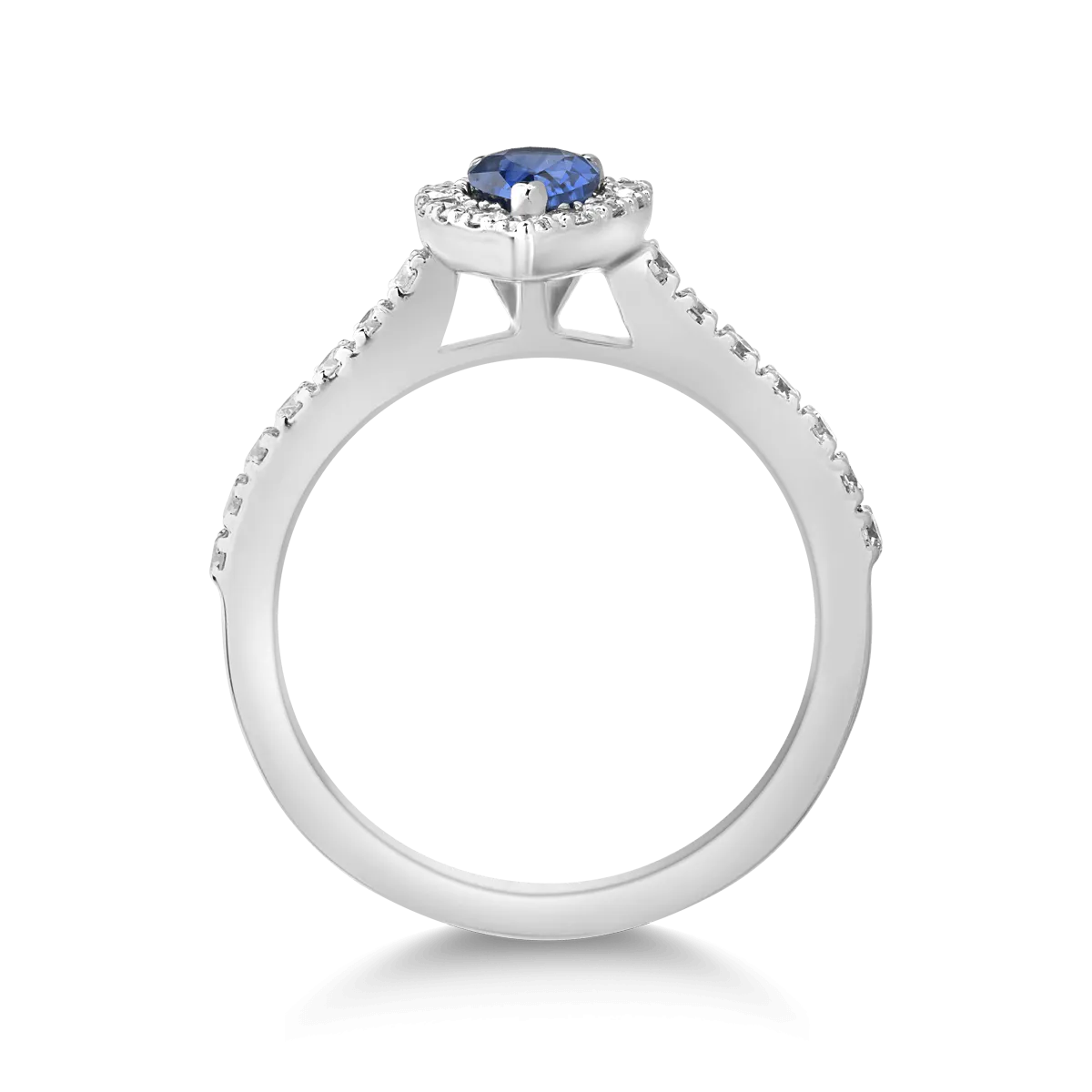 Inel din aur alb cu safir pear de 0.53ct si diamante de 0.38ct