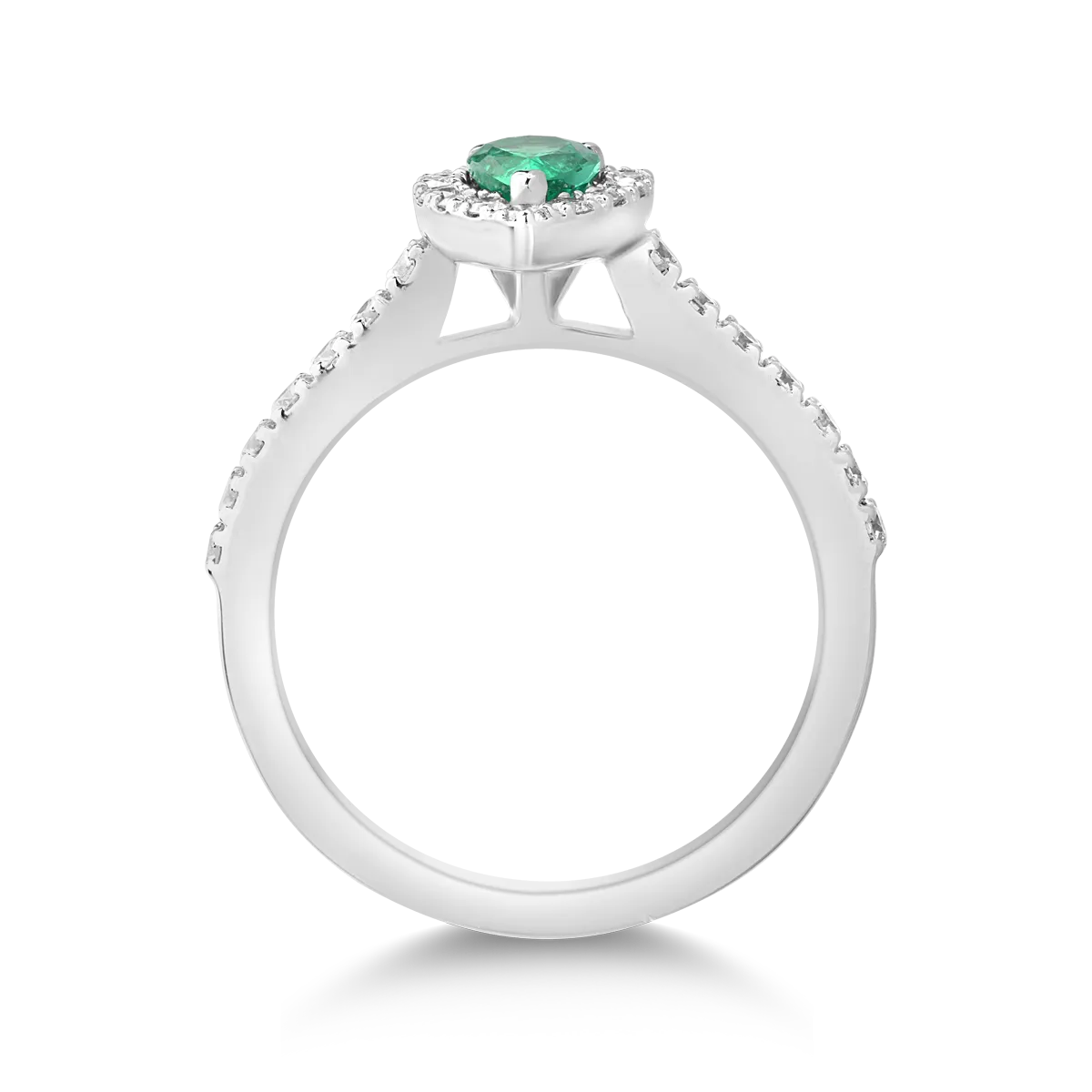 18K white gold ring with 0.4ct emerald and 0.38ct diamonds