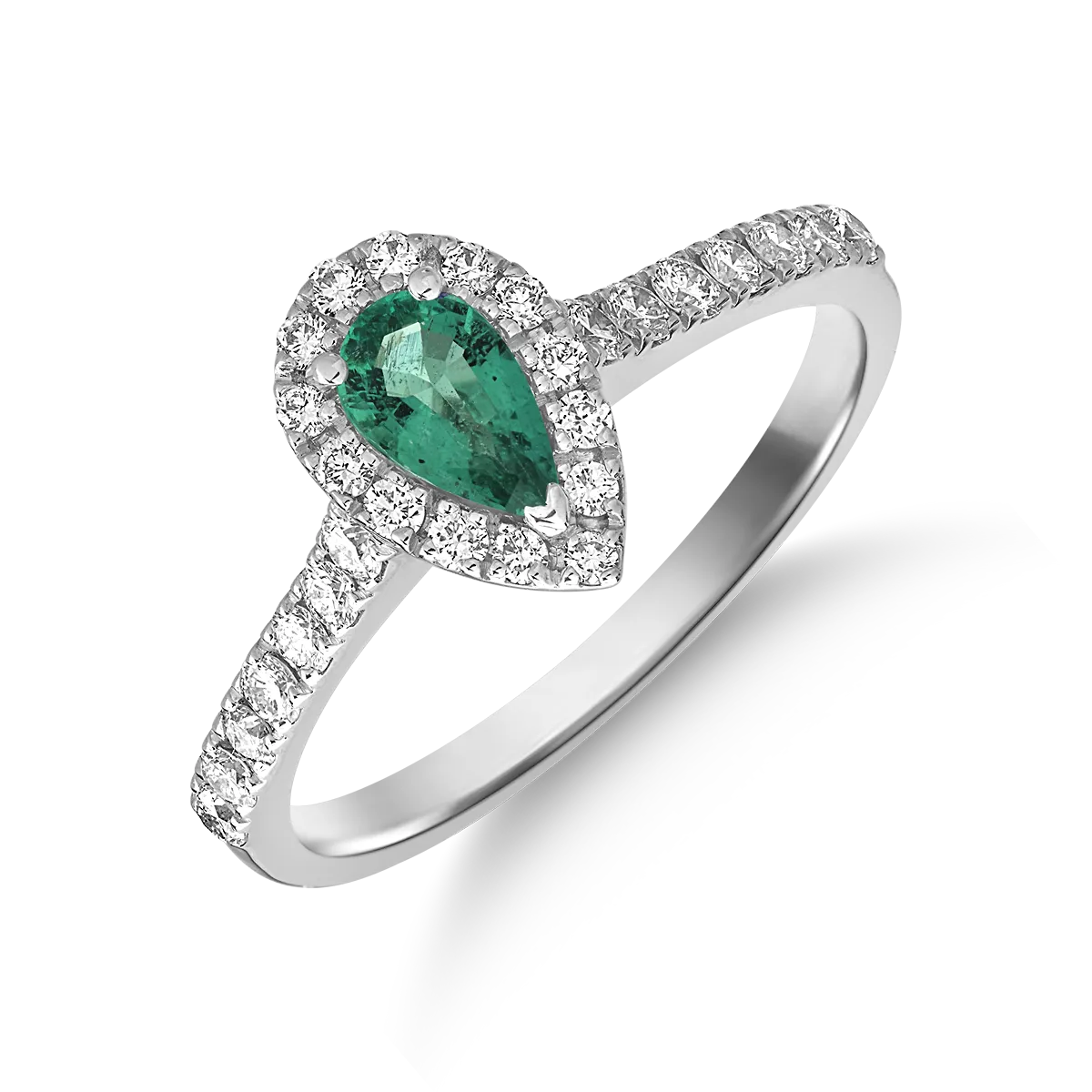 Inel din aur alb de 18K cu smarald de 0.4ct si diamante de 0.38ct-115489