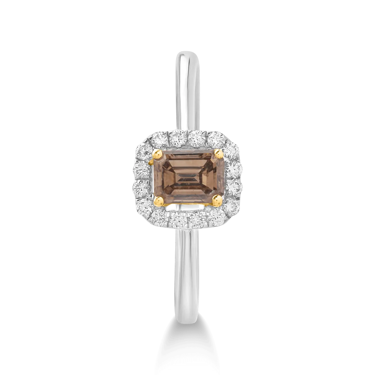 Gyűrű 18K-os fehér aranyból 0.48ct barna gyémánttal és 0.14ct átlátszó gyémánttal.