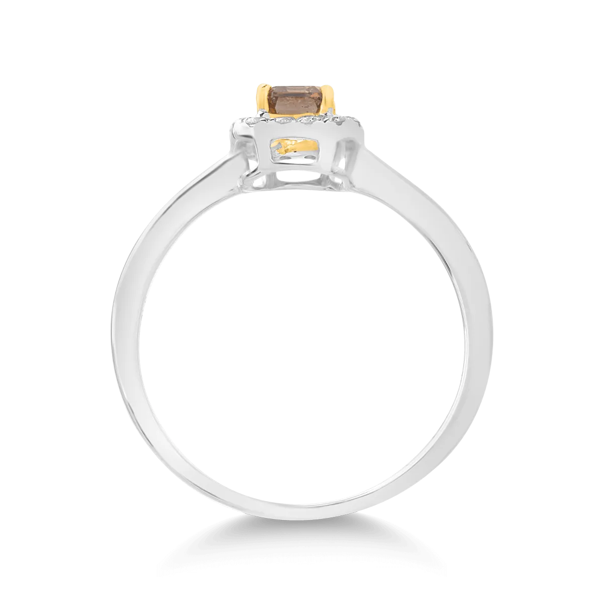 18K white gold ring with 0.48ct brown diamond and 0.14ct transparent diamonds