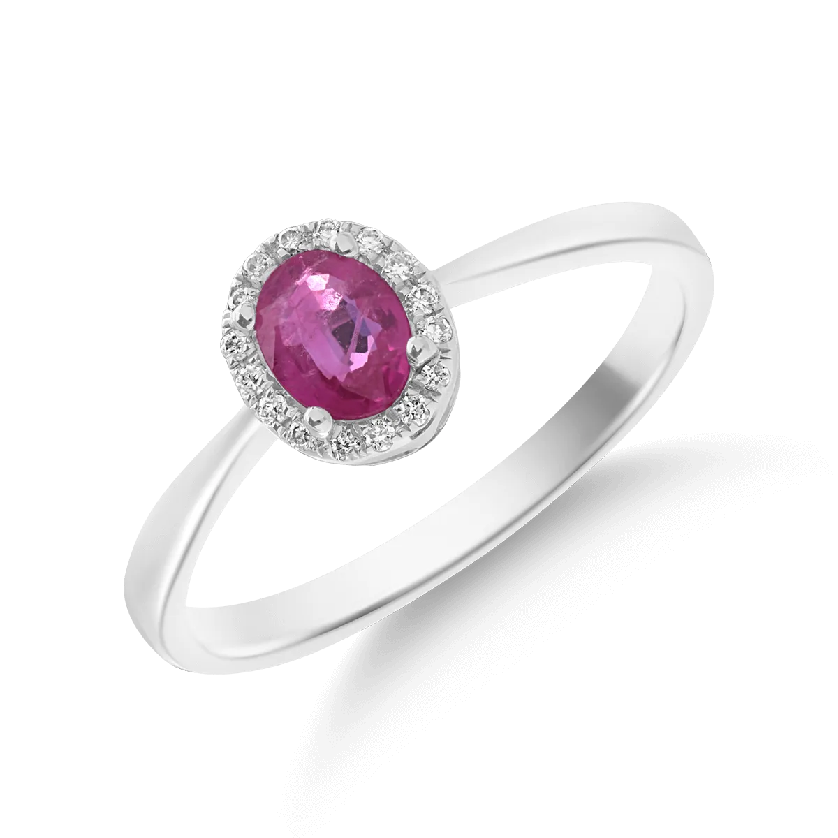 18K white gold ring with 0.5ct ruby and 0.05ct diamonds