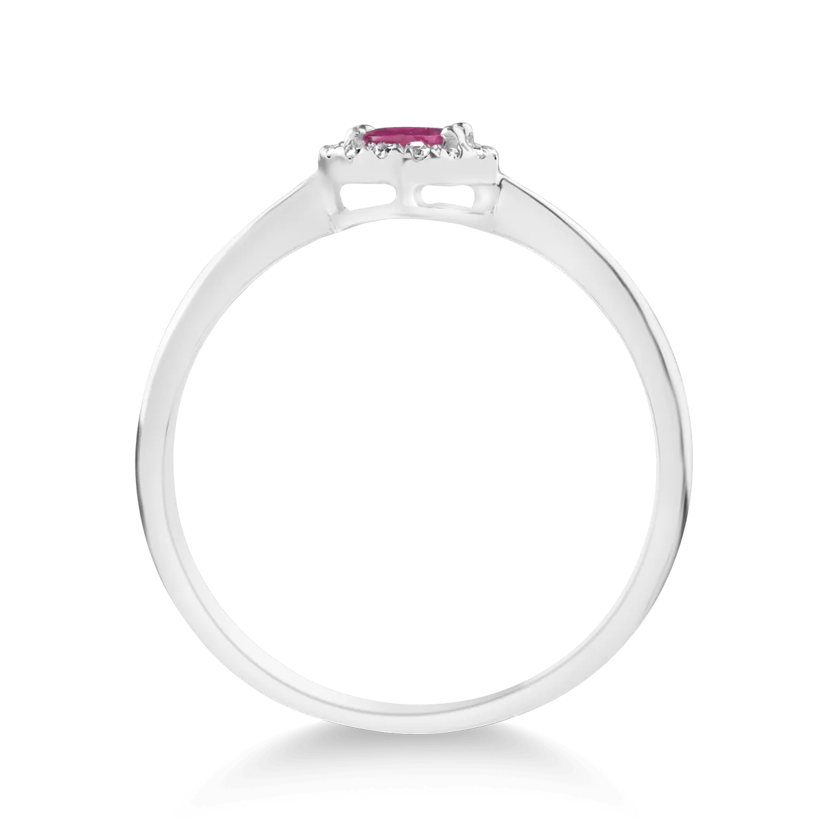 Gyűrű 18K-os fehér aranyból 0.5ct rubinnal és 0.05ct gyémánttal