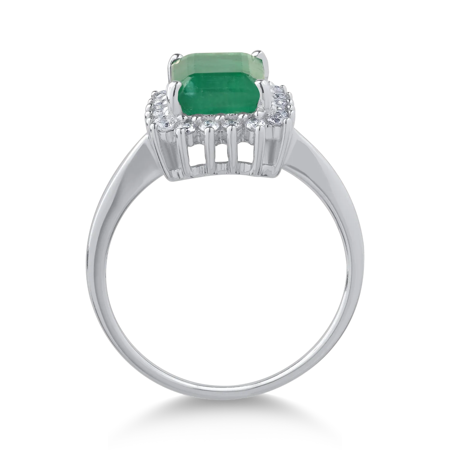 Пръстен от 18K бяло злато с 1.5ct изумруд и 0.19ct диаманти