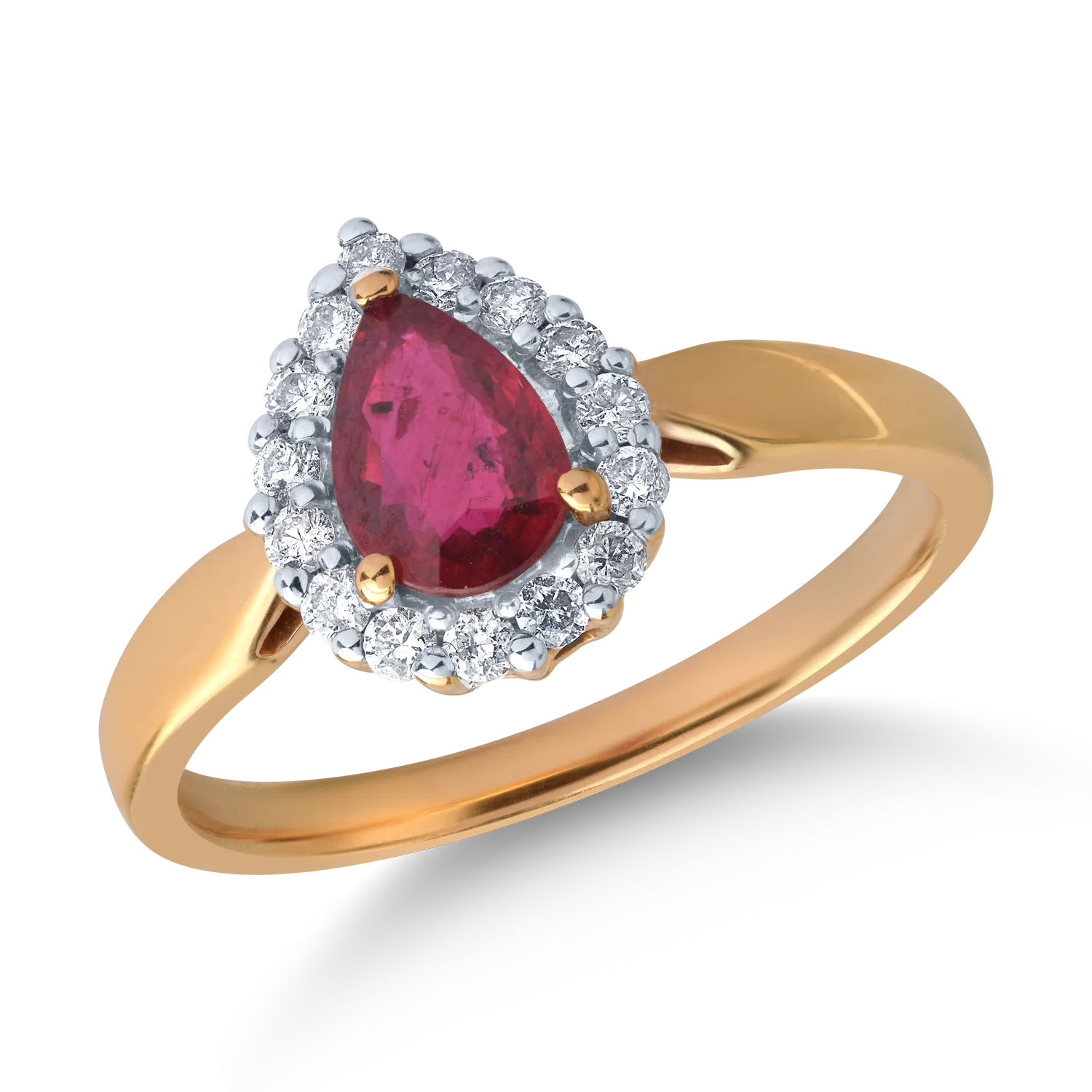 18K yellow gold ring with 0.66ct ruby ​​and 0.22ct diamonds