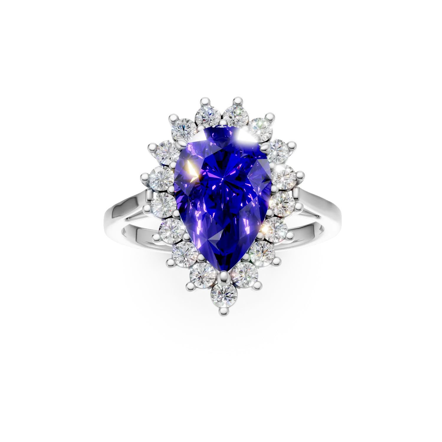 Inel din aur alb cu tanzanit de 2.7ct si diamante de 0.6ct