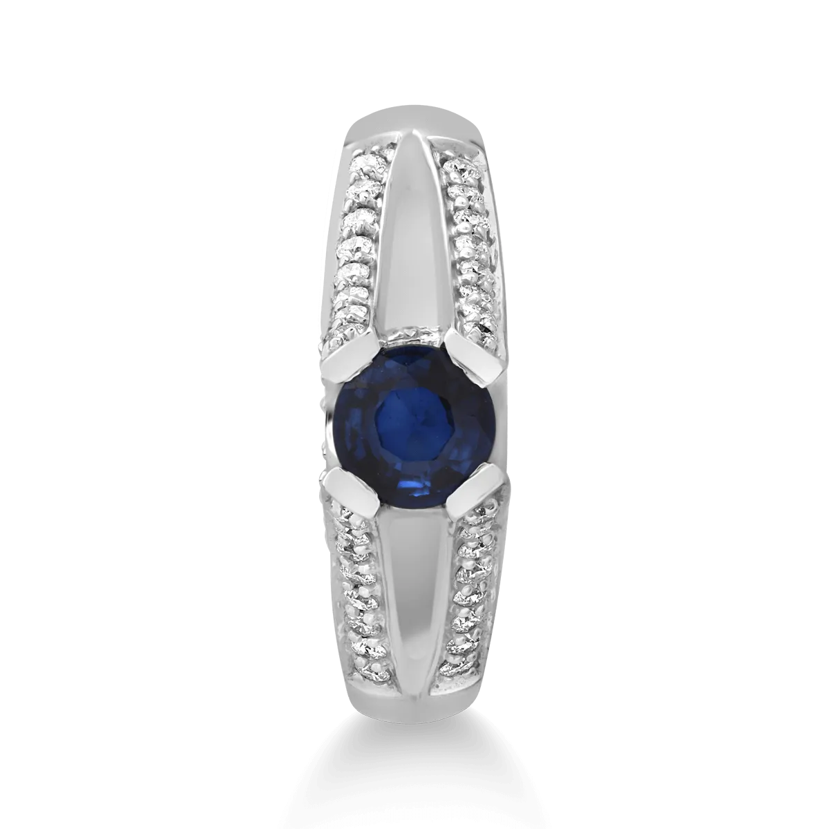 Inel din aur alb cu safir de 0.8ct si diamante de 0.51ct