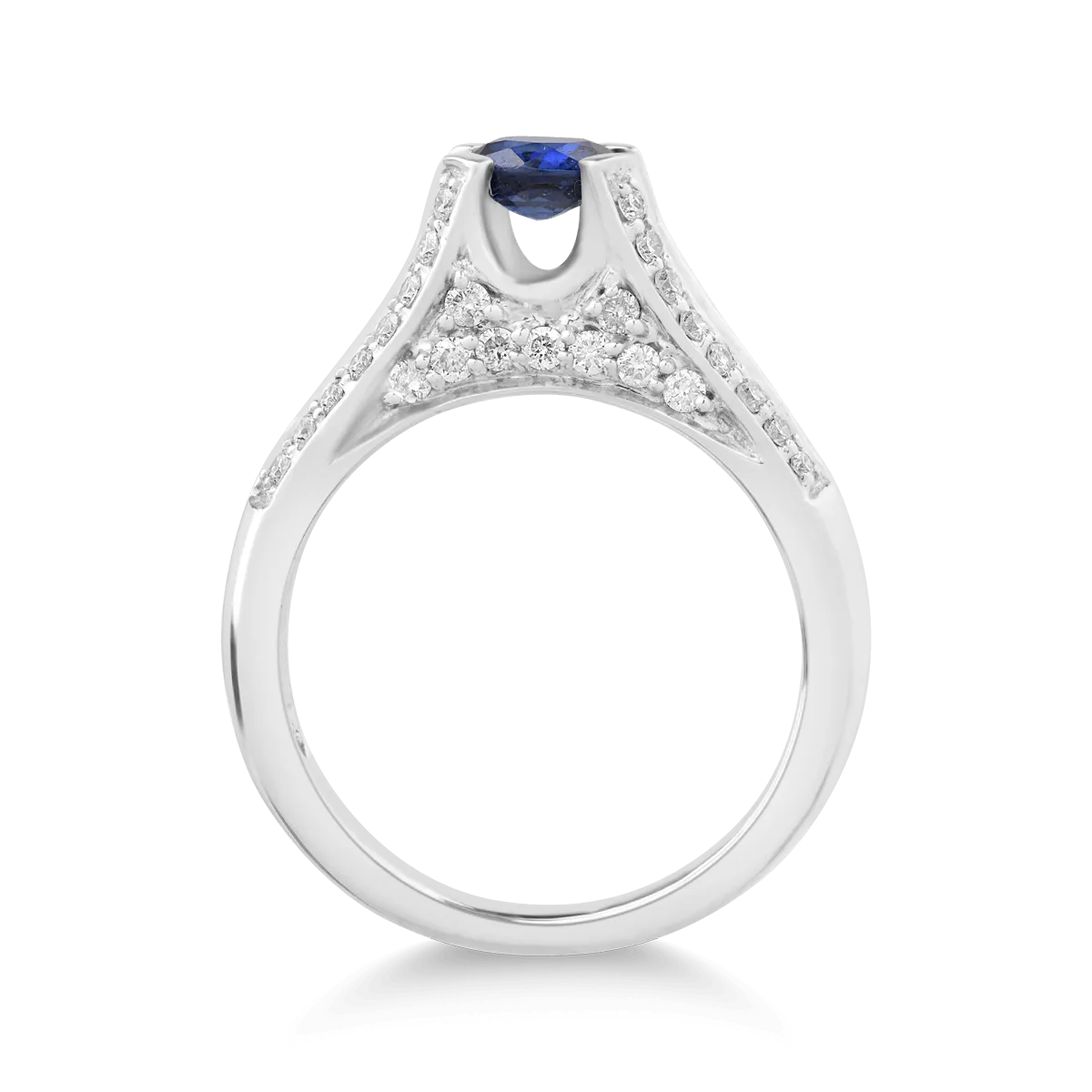 Inel din aur alb cu safir de 0.71ct si diamante de 0.51ct