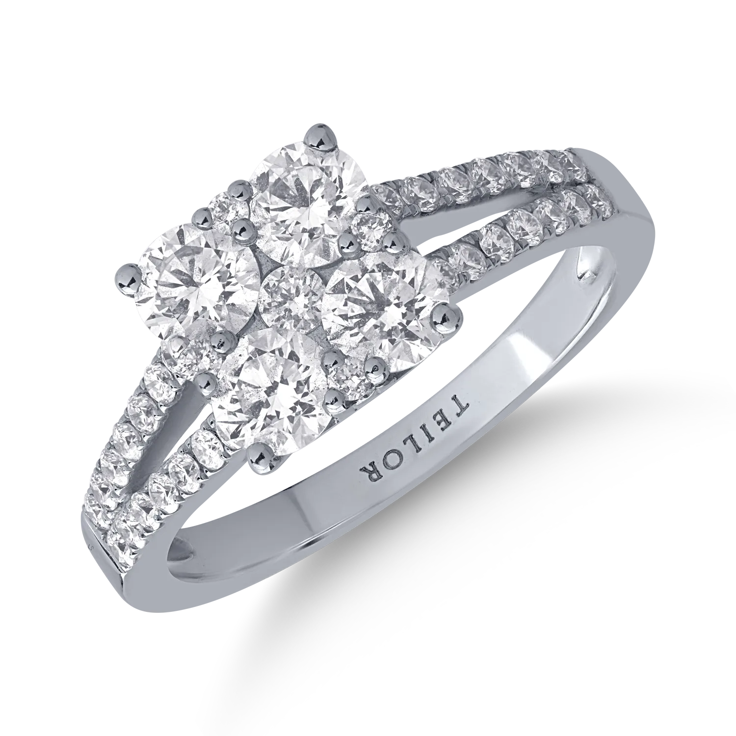 18K fehérarany gyűrű 1.28ct gyémántokkal