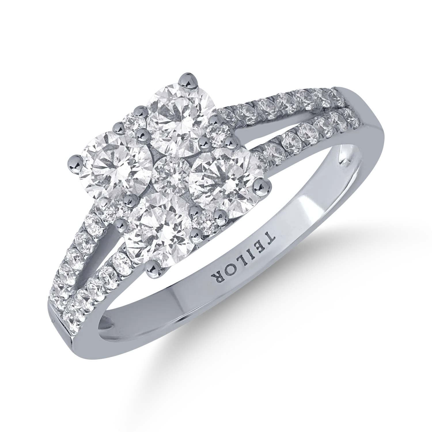 Inel din aur alb de 18K cu diamante de 1.28ct-115670