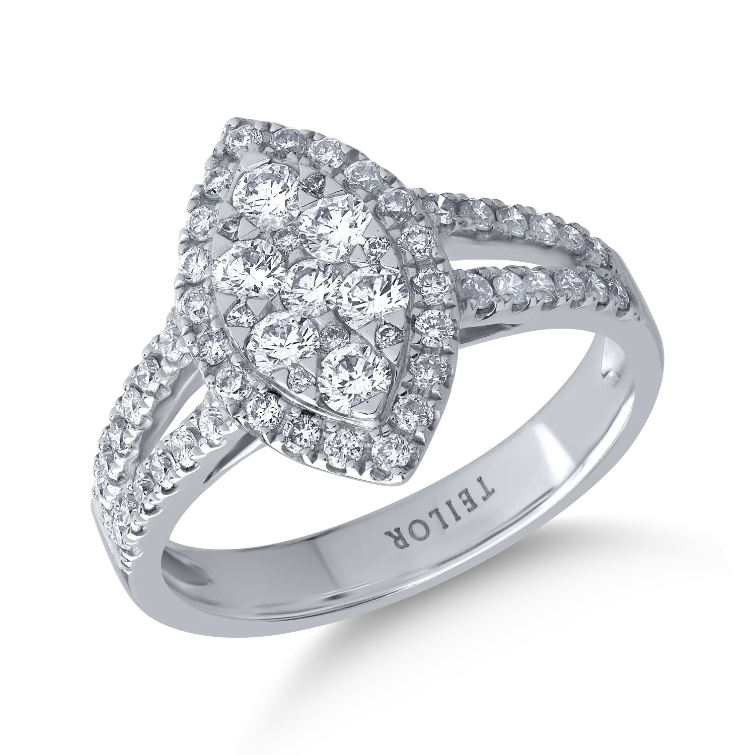 18K fehérarany gyűrű 0.85ct gyémántokkal