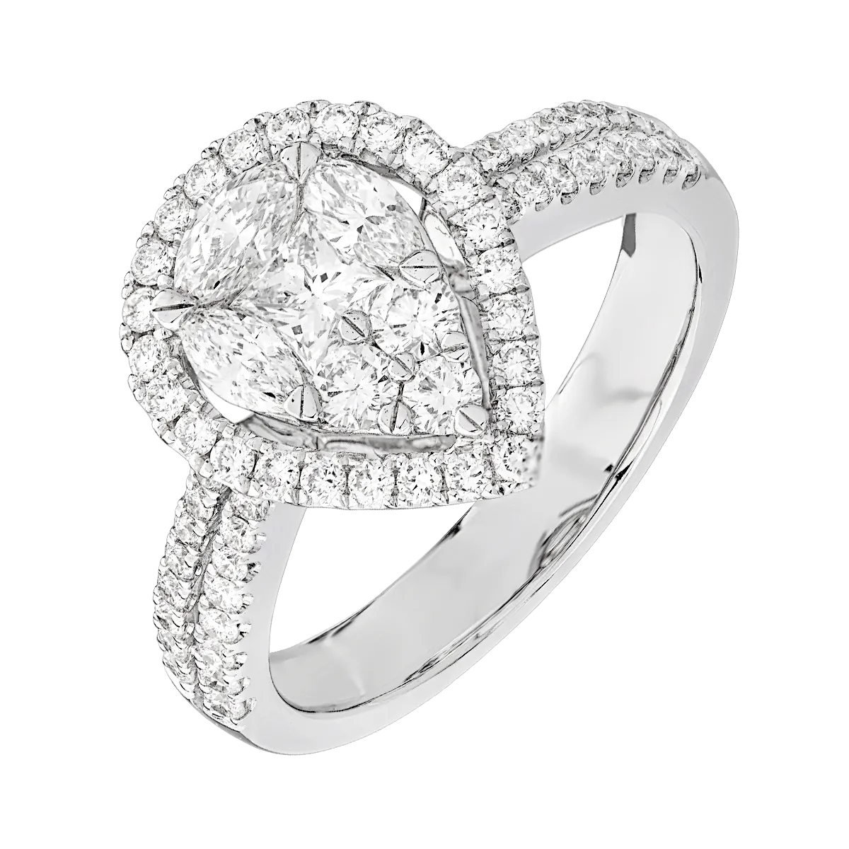 18K white gold ring with 0.24ct diamond and 0.90ct diamonds