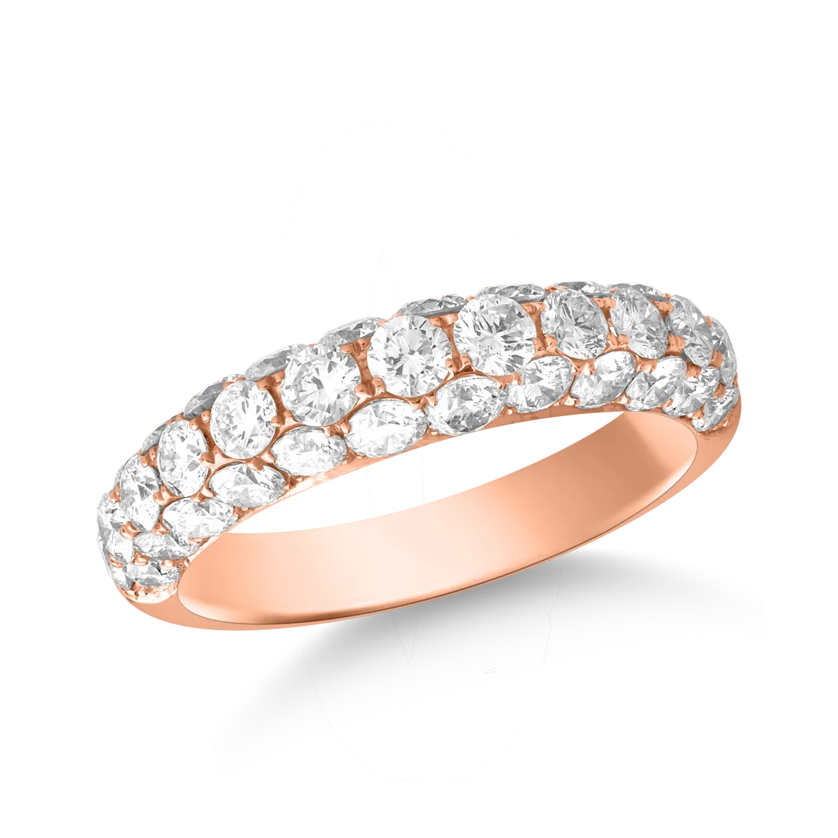 18k rózsa arany gyűrű, 2.03ct gyémántokkal
