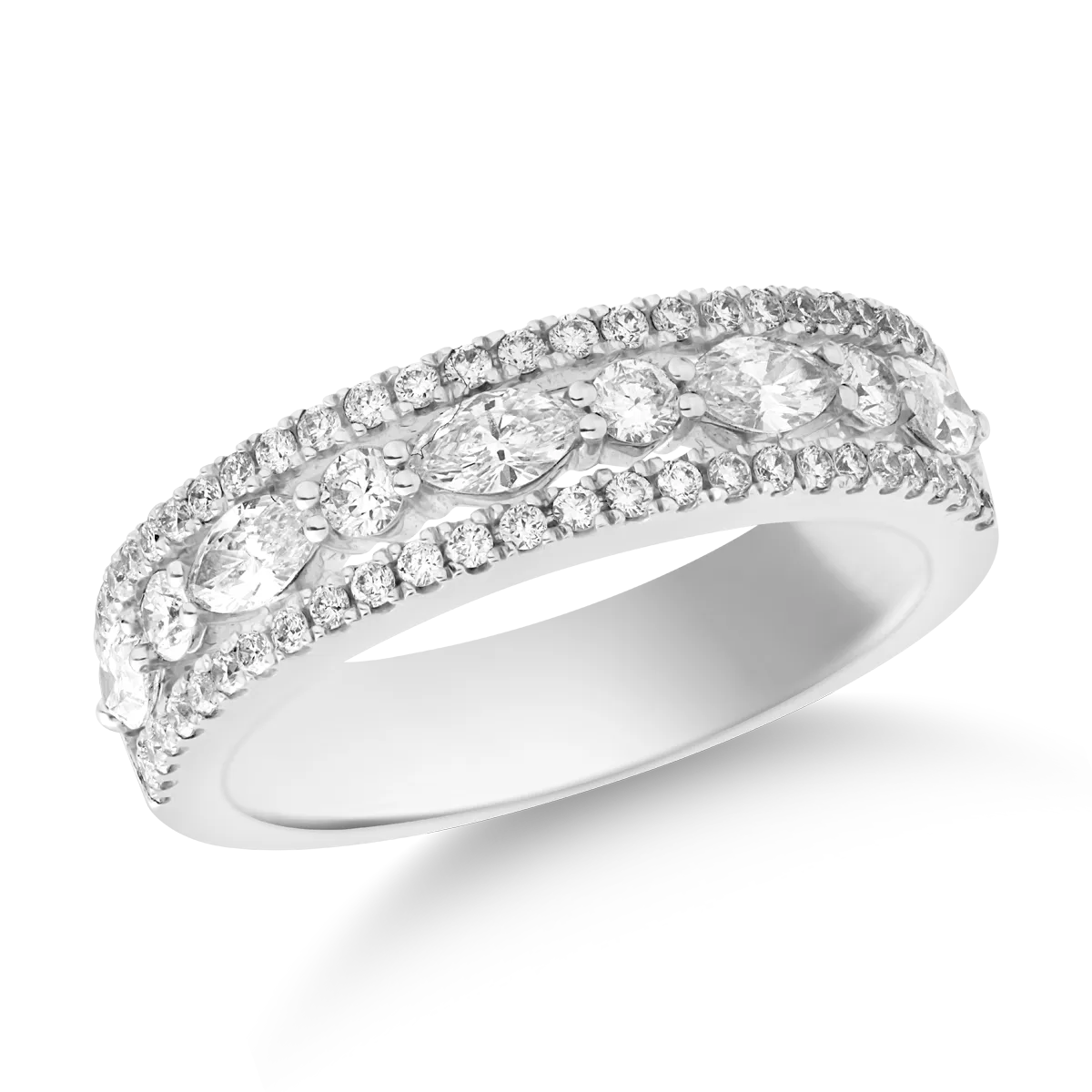 Teilor Inel din aur alb cu diamante marquise si rotunde de 0.89ct