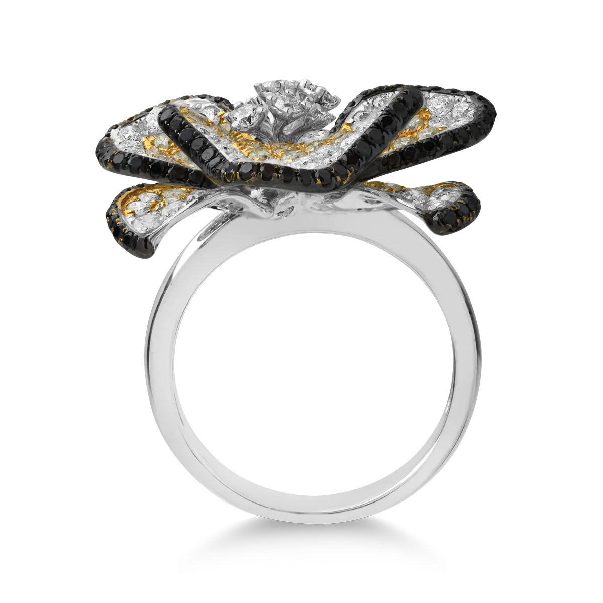 Inel floare din aur alb de 18K cu diamante de 2.97ct